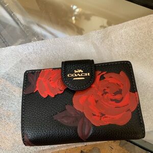 Coach Black and Red Rose Wallet